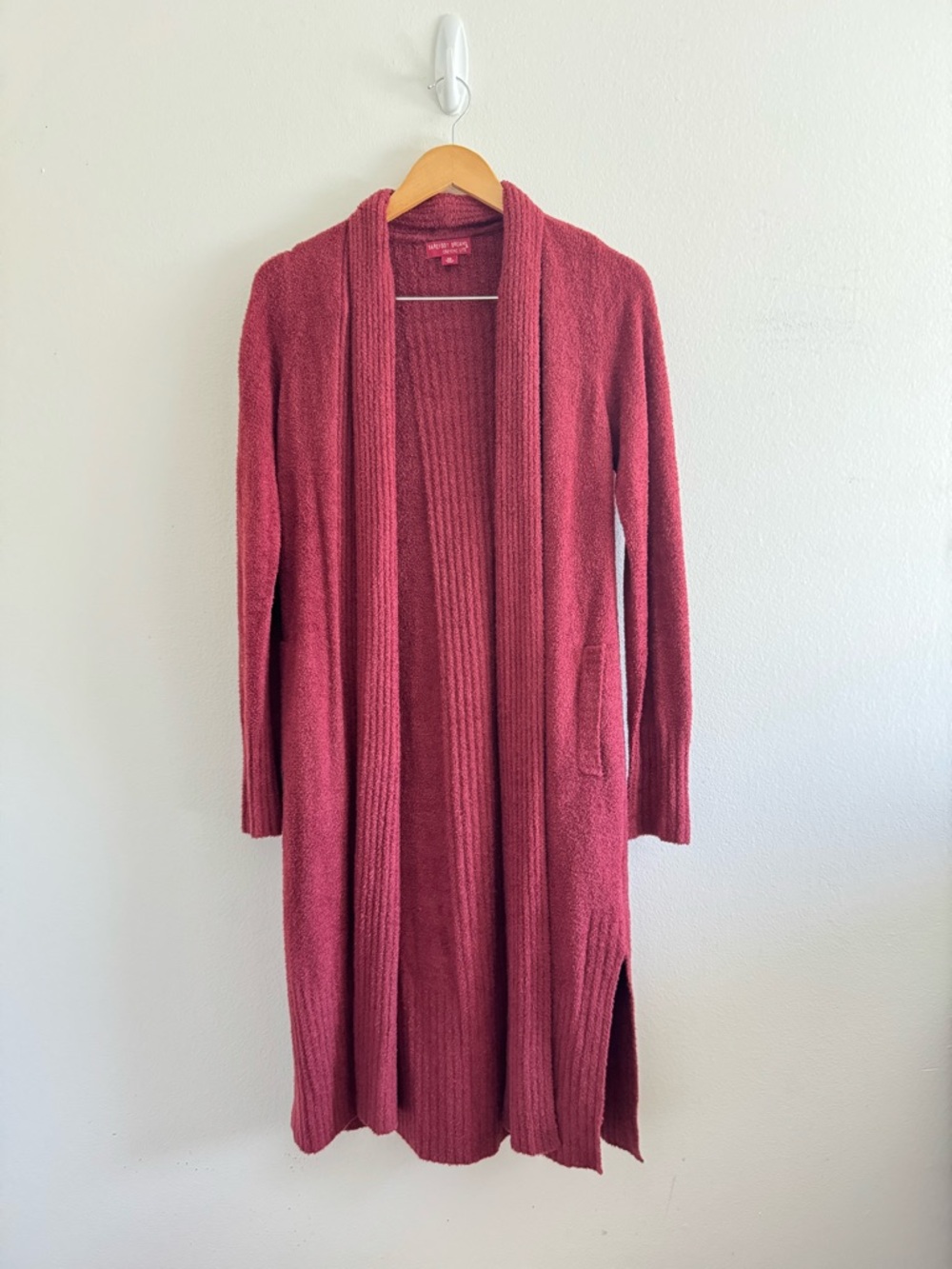 Barefoot Dreams CozyChic Lite Catalina Long Cardigan in Garnet Red size XS - Picture 2 of 8
